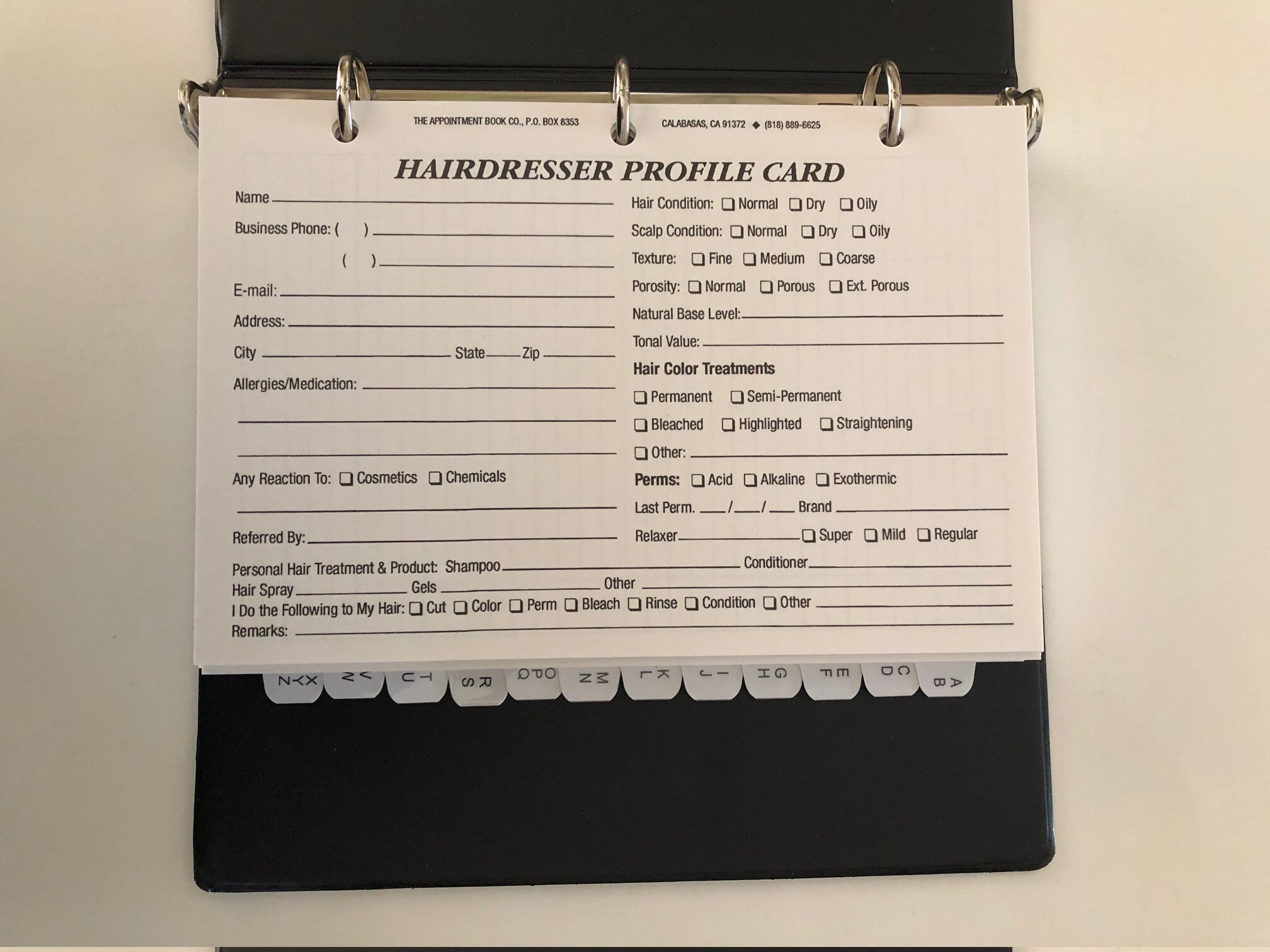 Hairdresser Client Profile Binder with 100 hairdresser profile Etsy