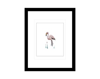 Flamenco rosa, estampado de arte, decoración minimalista moderna, sin marco