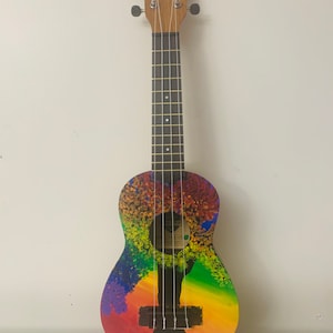 Ukulele, Musical Instrument, Handmade Ukulele, Hawaii, Pattern, Colorful, Watercolor, Hand Painted, Ukelandia, Soprano, Kumbyart, OOAK