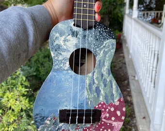 Ukulele, Musical Instrument, Hawaii, Colorful, Soprano, Ukulele, Flower Ukulele, Hand Painted Ukulele, Ukelandia, Kumbyart, OOAK