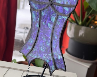 Purple Van Gogh Glass Hanging Corset Lingerie