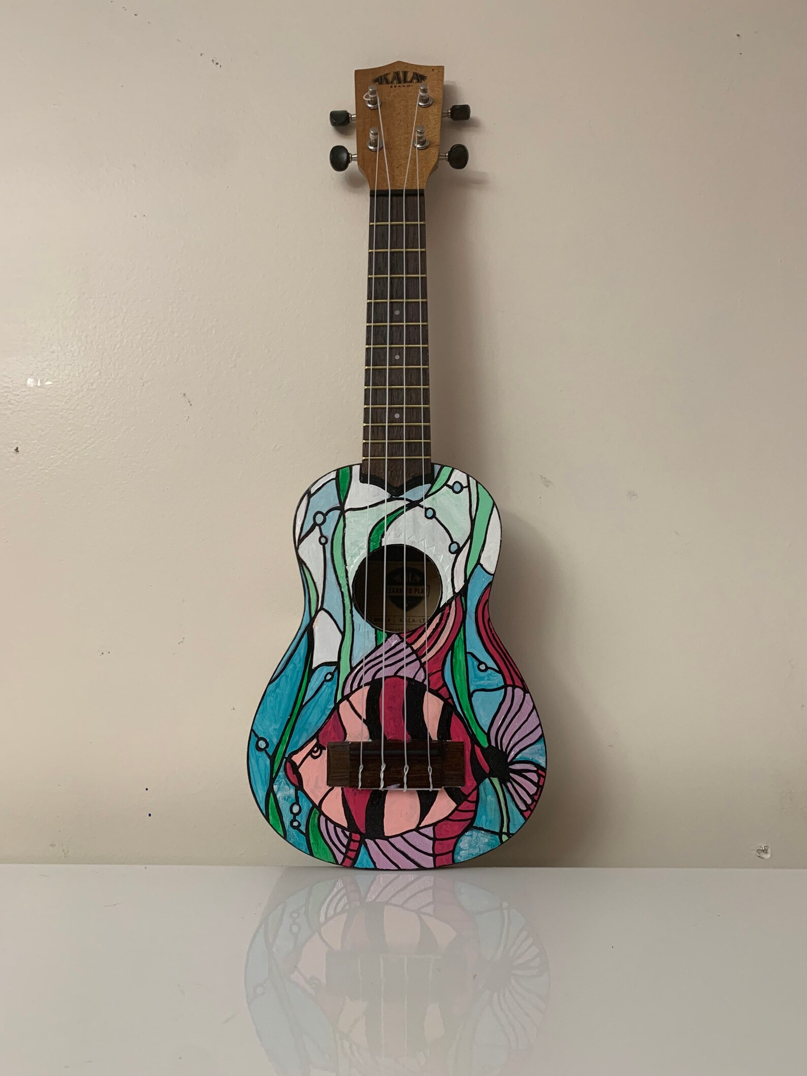 Soprano Ukulele Angel Fish stained glass look Ukulele Hand Etsy