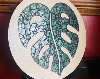 Monstera leaf Mosaic Art Wall Hanging | Kumbyart Glass