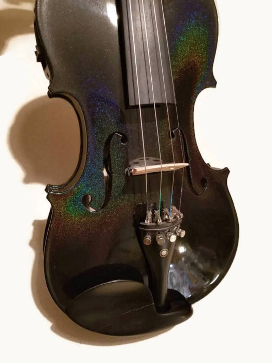 Full Violin Holigraphic Painted Glitter Black Violin Etsy