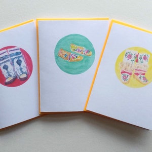 Jeu de cartes de notes de 3 imprimés à partir de chaussures aquarelles originales
