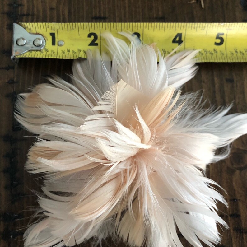 Champagne tan Bridal Wedding Fascinator Feather Hair Clip Made in USA