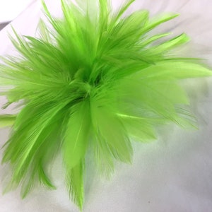 Lime Green Feather Fascinator Hair Clip Accessory, Handmade in USA 画像 2