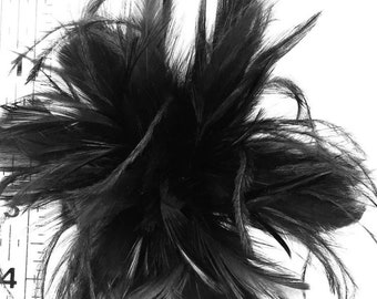 Black Feather Fascinator Hair Clip. Ostrich accent. Handmade in the USA. Black Feather Fascinator Hair Clip Accessory. Ostrich  main image 4