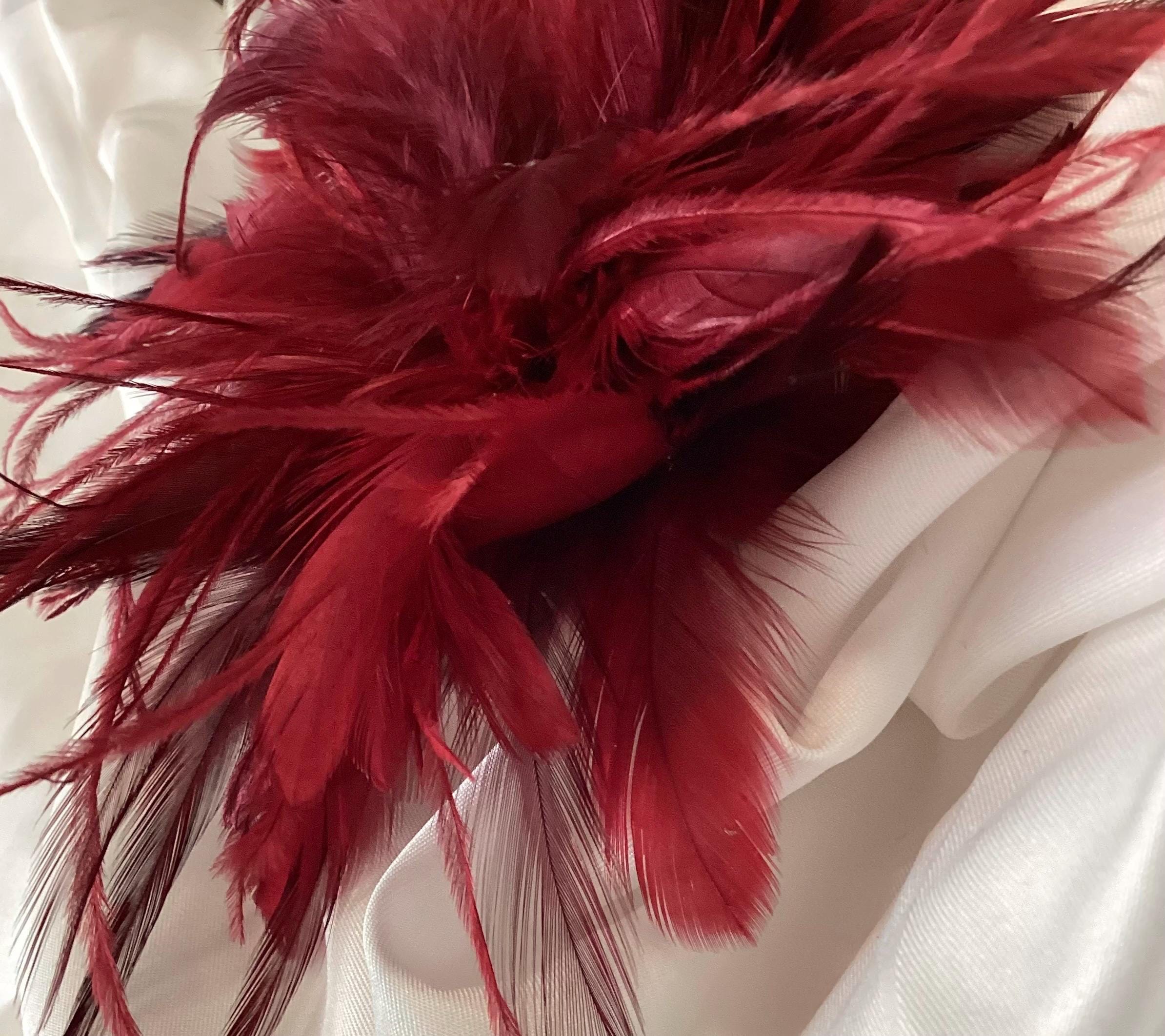 Wine Feather Fascinator Hair Clip. Handmade in USA Bird Wing Claret Burgundy Halo Bandeau Fascinator Headband  main image 2