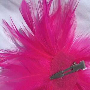 Hot Pink, Fuchsia, Magenta Feather Fascinator Hair Clip Accessory. Made in USA. Light pastel pink option. image 3