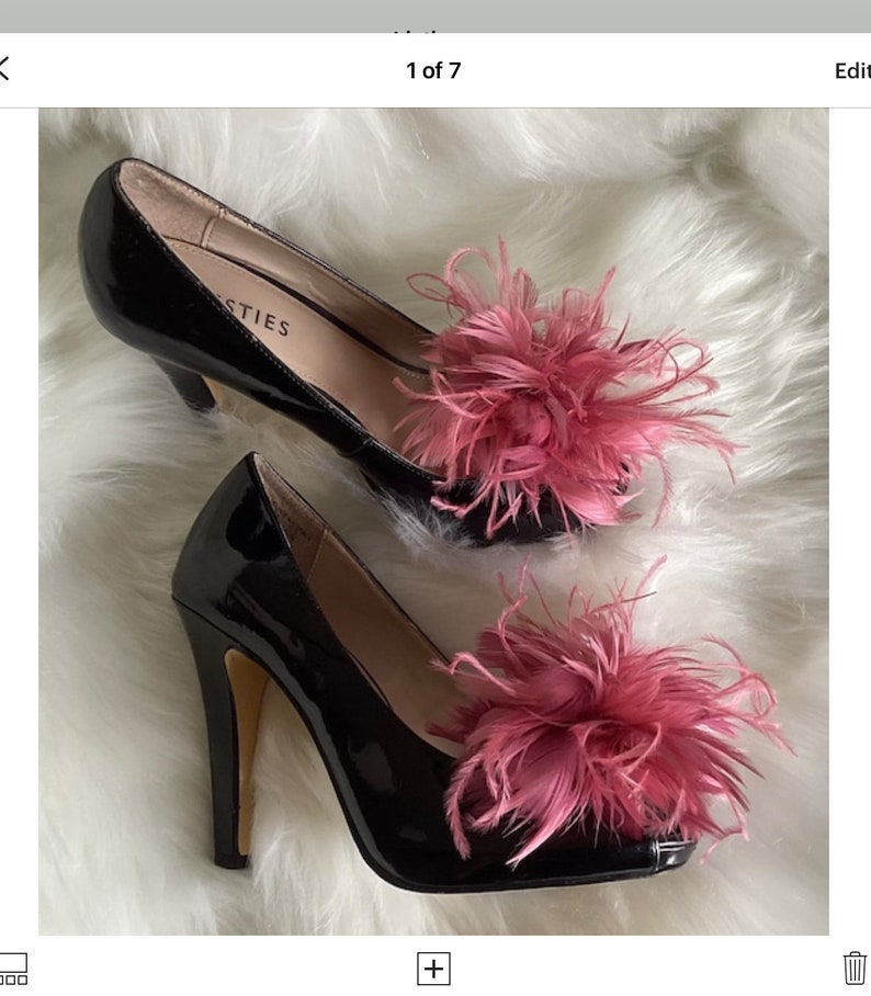 Ostrich Feather shoe clips accessory. Shoes not included. Black, Red, Olive, Forest Green, Brown, Rose Pink image 8