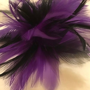 Purple w/ or w/o Black Feather Fascinator Hair Clip, Handmade in USA 画像 2