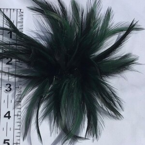 Dark Forest Emerald Green olive Feather Fascinator Hair Clip, Fashion pin. image 4