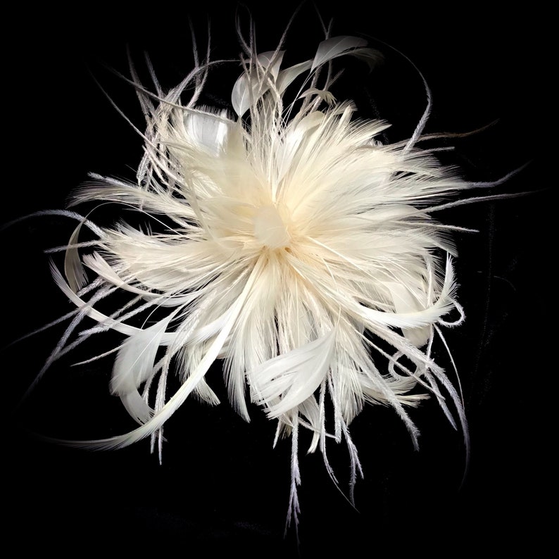 Ivory & White handmade in the USA Bridal Wedding Fascinator Feather Hair Clip, pin. Ostrich. blush pink Bild 1