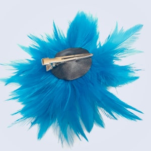 Barrette bibi plume bleu turquoise foncé, faite main aux États-Unis image 2