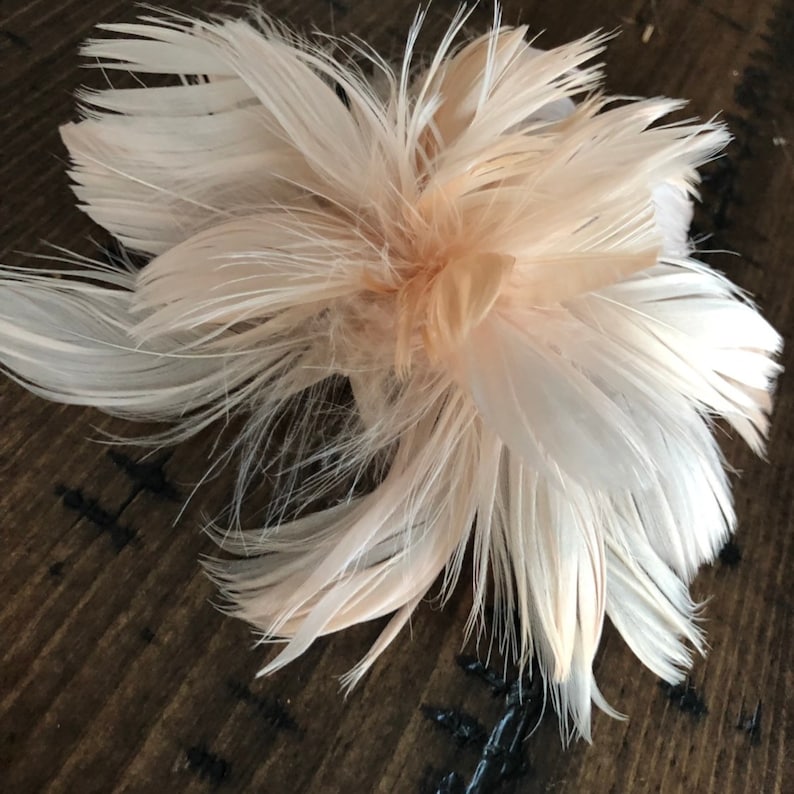 Champagne tan Bridal Wedding Fascinator Feather Hair Clip Made in USA