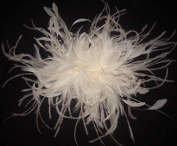 Bridal Wedding Ostrich Fascinator Feather Flower Hair Clip  display picture 3