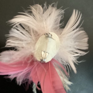 Large Pale Blush Pink rose tan Feather Fascinator Hair Clip Accessory &/OR lapel pin boutonniere image 4