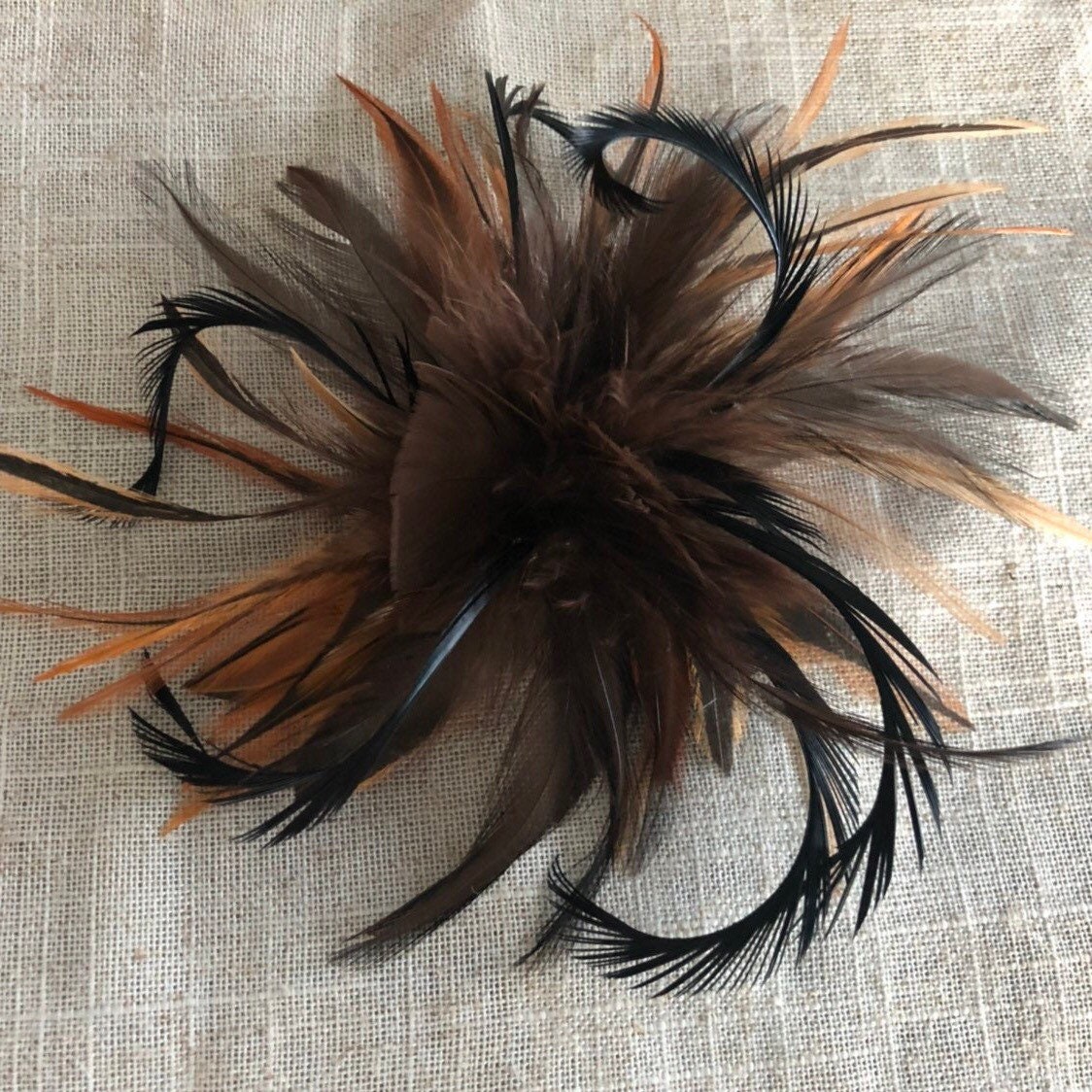 Brown Black Rust Feather Fascinator Hair Clip Handmade Etsy