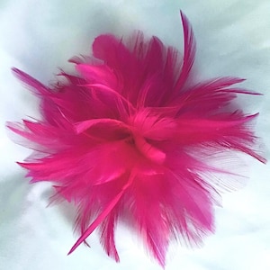 Hot Pink, Fuchsia, Magenta Feather Fascinator Hair Clip Accessory. Millinery Hat. Light pastel pink option.