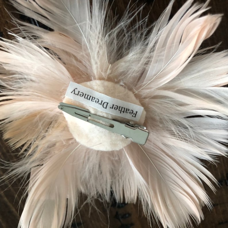 Champagne tan Bridal Wedding Fascinator Feather Hair Clip Made in USA