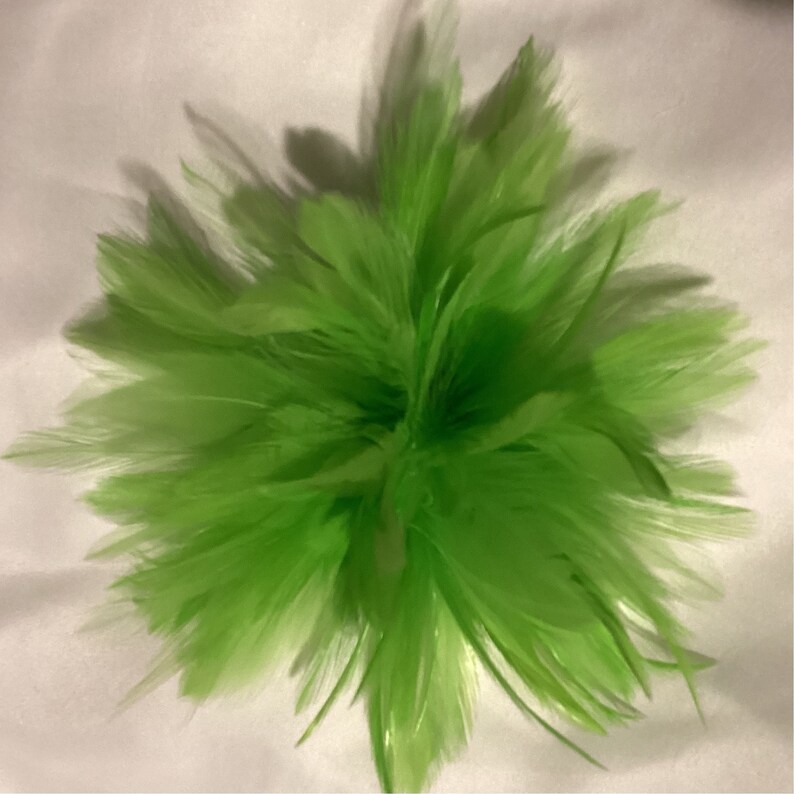 Wine Feather Fascinator Hair Clip, brooch pin. lime green, yellow, turquoise, brown imagem 8