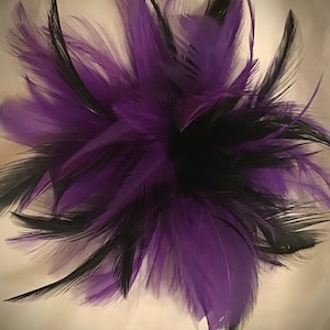 Purple w/ or w/o Black Feather Fascinator Hair Clip, Handmade in USA image 1