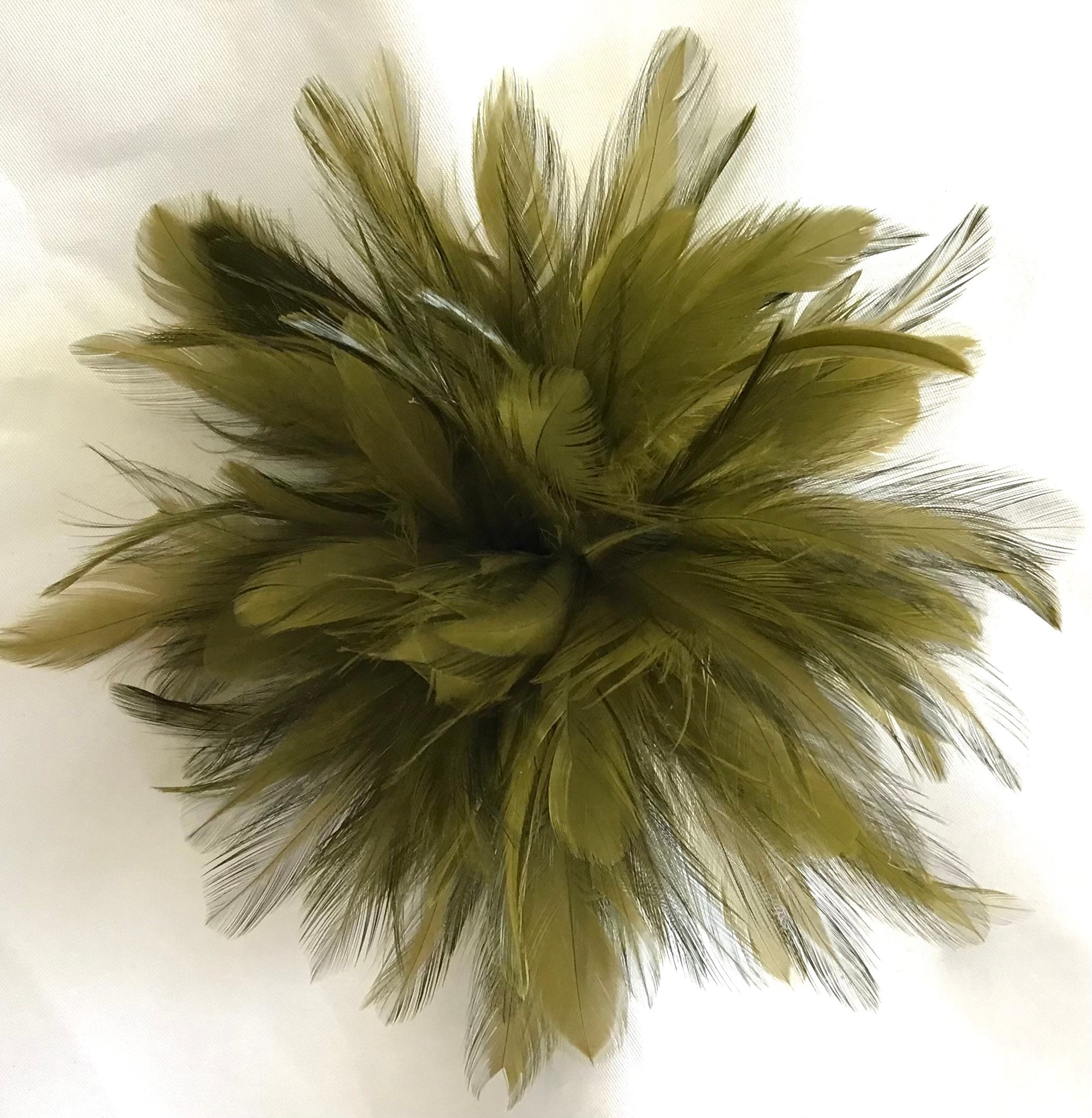 Olive Green Feather Fascinator Hair Clip OR Brooch Pin. - Etsy display picture 2