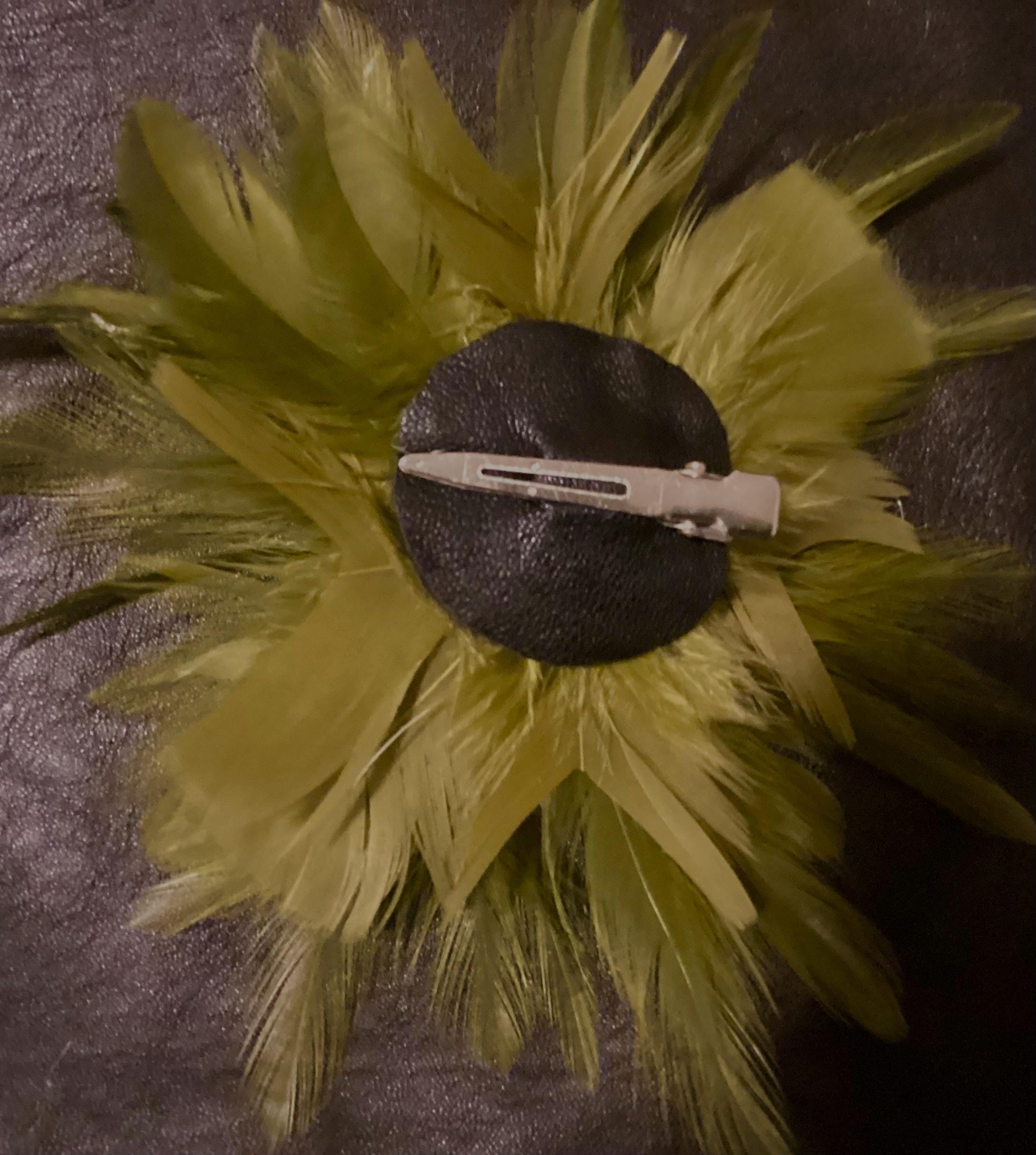 Olive green  Feather Fascinator Hair Clip OR fashion pin brooch il_fullxfull.5495533725_bjj8.jpg main image 2