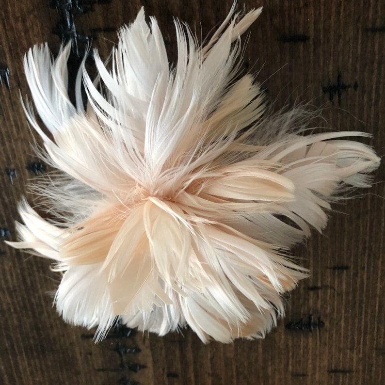 Champagne tan Bridal Wedding Fascinator Feather Hair Clip Made in USA