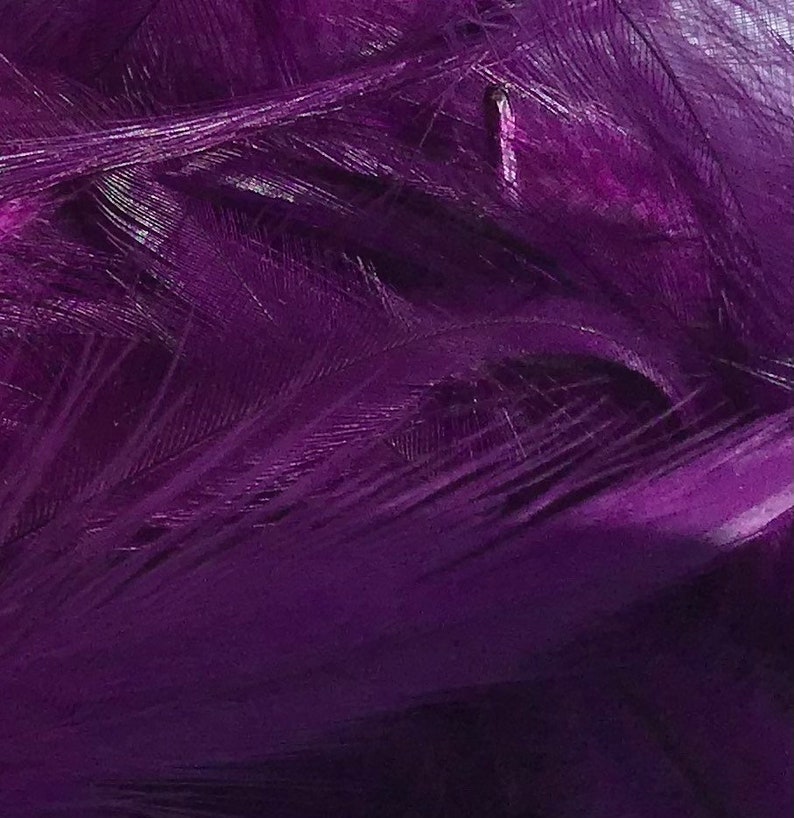 Púrpura con o sin clip de pelo fascinador de plumas negras, hecho a mano en EE.UU. imagen 4