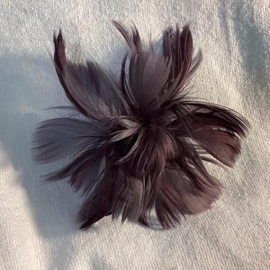 Aubergine Eggplant purple Feather Fascinator Hair Clip, brooch pin. Fashion Accessory Made in USA