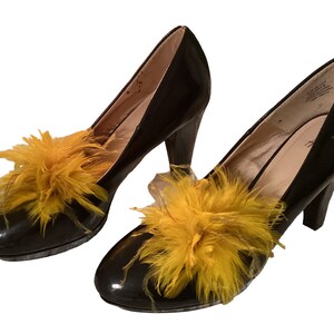 Ostrich Feather shoe clips accessory. Shoes not included. Black, Red, Olive, Forest Green, Brown, Rose Pink zdjęcie 9