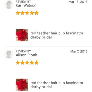 Accesorio de clip de pelo fascinador de plumas rojas... muchos colores disponibles... hecho a mano en los EE.UU. imagen 3