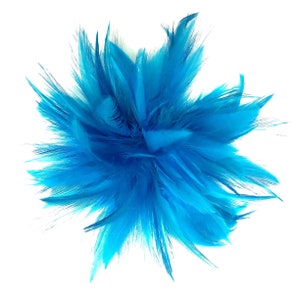 Barrette bibi plume bleu turquoise foncé, faite main aux États-Unis image 1