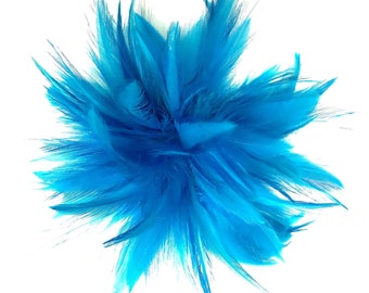 Dark Turquoise Blue Feather Fascinator Hair Clip, Handmade in USA