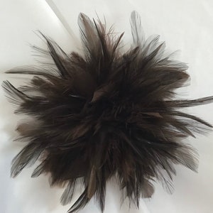 Chocolate Brown Feather Fascinator Hair Clip, or. Brooch.Handmade in USA