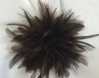 Chocolate Brown Feather Fascinator Hair Clip, or. Brooch.Handmade in USA