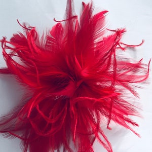 Red Feather Fascinator Hair Clip Accessory... many colors available...handmade in the usa immagine 2