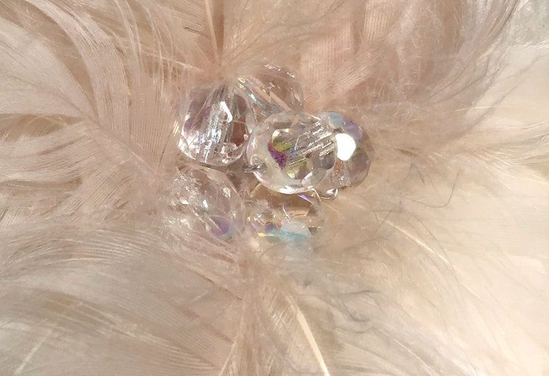 Pale Blush Pink, Ivory, or Black Feather Fascinator Hair Clip,crystal bead, bridal wedding, Handmade in USA zdjęcie 4