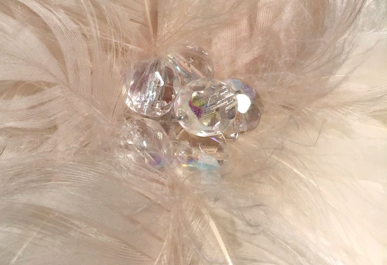 Pince à cheveux bibi rose pâle, ivoire ou plume noire, perle de cristal, mariage nuptial, fait à la main aux États-Unis image 4