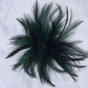 Dark Forest Emerald Green olive Feather Fascinator Hair Clip, Fashion pin. image 2