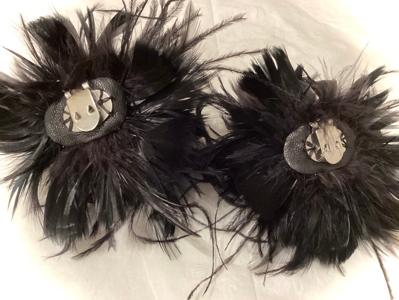 Ostrich Feather shoe clips accessory. Shoes not included. Black, Red, Olive, Forest Green, Brown, Rose Pink 画像 4