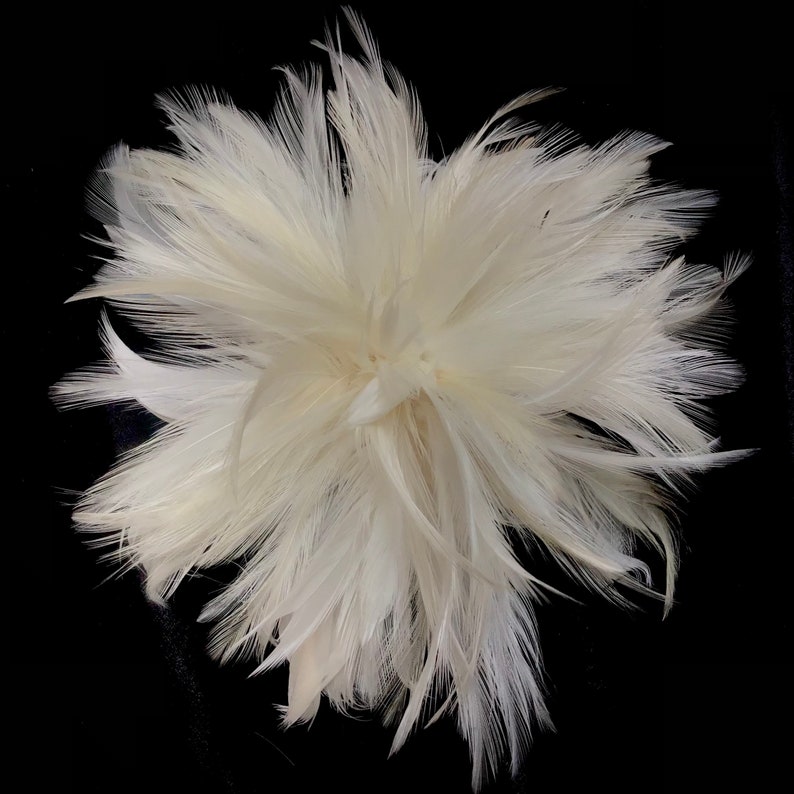 Ivory or White handmade in the USA Bridal Wedding Fascinator Feather Hair Clip Bild 2