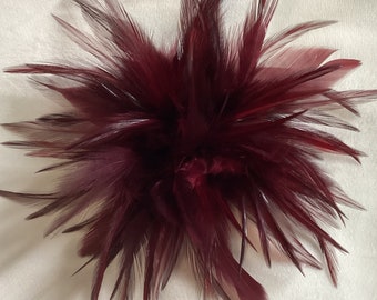 Wine Feather Fascinator Hair Clip or Brooch Pin