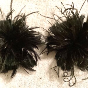 Ostrich Feather shoe clips accessory. Shoes not included. Black, Red, Olive, Forest Green, Brown, Rose Pink 画像 3