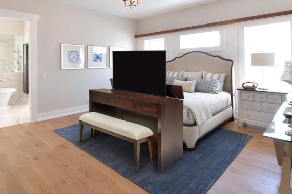 Tv lift cabinet queen on sale footboard desk with bench