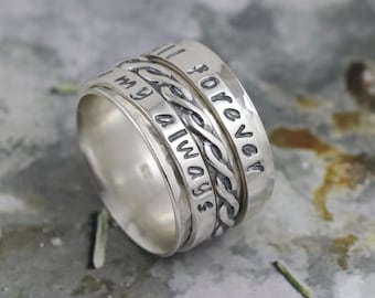 Infinity Spinner Ring, Personalized Unisex Ring, Sterling Silver, Fits many names, Custom Made