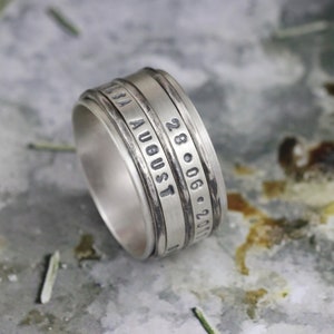 Personalized Spinner Ring • Unisex Fidget Ring • Sterling silver • Meditation Ring • Fathers Day gift • Custom Made