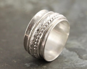 Spinner Ring - Wide Spinning Band - Wedding Ring - Christmas Gift